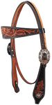 CHALLENGER Horse Western Tack Floral Tooled Browband Headstall Show Bridle 78RT20HB