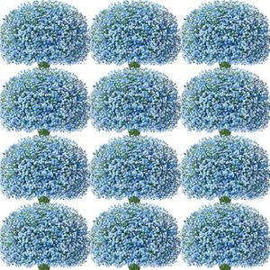 Yastouay 150 Pcs Babys Breath Artificial Flowers, Blue Fake Flowers Bulk