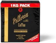 Vittoria Coffee 100% Arabica Mountain Grown Ground Coffee - 1kg (4 x 250g). High Altitude Dark Roasted Coffee Beans, Perfect with Home Filter Machines, Pour Over, Chemex, Plungers . Caramel, Dark Chocolate, Smokey, Toasty Tasting Notes.