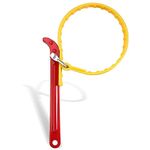 YIHANGYE Strap Wrench Handle 8 Inches, Steel Handle Adjustable Strap Wrench for Replacing Water Filter, PVC Pipe Joints, Oil Filter, Swimming Pool Connection (Red Handle, Yellow Strap)