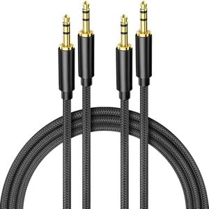 Aux Cable - 2 Pack, T Tersely 1M+2M (3FT+6FT) 3.5mm Male to Male Auxiliary Audio Stereo Nylon Braided Cord for iPhone iPad iPod Echo, Car,Headphones,Home Stereos Speakers Tablets Phones, More