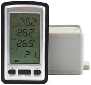 MISOL 1 Set of Wireless rain Meter rain Gauge w/Thermometer, Weather Station for Indoor/Outdoor Temperature, Temperature Recorder