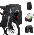 KEMIMOTO Bicycle Panniers Combo 4-in-1, Bike Saddle Cooler Bag with Waterproof Rain Cover, 47L Removable Insulated Cycling Rear Luggage for Warm or Cold Items for Traveling Camping Shopping Commuting