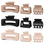 SavvyStyle Hair Claw Clips (9 pack), Small, Medium & Large Claw Clips for Thick Hair, Thin, Curly & More, Non-Slip Grip, Match any Outfit, Hair Clips Women