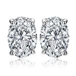 JewelryPalace Oval Cut 2ct Cubic Zirconia Solitaire Stud Earrings for Women, 925 Sterling Silver 14k White Gold Plated Earrings for Her, Classic Simulated Diamond Earrings VVS D-F