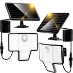 Kasonic Solar Outdoor Lights，6500K Super Bright Motion Sensor Lights, 2000LM LED Security Lights with 3 Modes, IP65 Waterproof Wall Lights for Garage Yard Patio,2 Pack