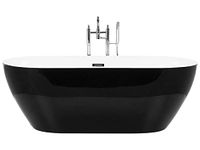 Beliani Modern Freestanding Black Bathtub Oval 160 x 75 cm Glossy Acrylic Carrera