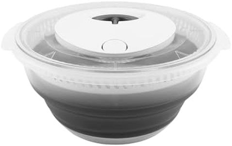 COOK WITH COLOR Collapsible Salad Spinner - 4 QT Space Saving Lettuce Dryer with Folding Collapsible Colander Great for Washing and Drying Fruit and Vegetables (Grey)