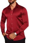 COOFANDY Men's Satin Silk Button Down Shirt Active Dress Shirts Casual Long Sleeve Business Shirts