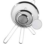 Anaeat Fine Mesh Strainers - Premium Stainless Steel Colander Sieve Sifters, with Durable Mesh and Sturdy Handle, Excellent for Sifting Dry Ingredients, Flour, Pastas, Rice, Tea (8cm+14cm+20cm)