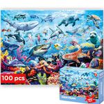 QUOKKA 100 Piece Puzzles for Kids Ages 3-5 – Floor Kids Puzzles Ages 4-8 Year Old – Toy for Learning Ocean Animals for 8-10 yo – Jigsaw Toddler Game for Boy and Girl Ages 4-6