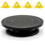 LAMXD 11”Rotate Turntable Sculpting Wheel Revolving Cake Turnable Black Painting Turn Table Stand for Paint Spraying Spinner,with Cone Canvas-Acrylic&Epoxy Pouring Paint Canvas Support Stands