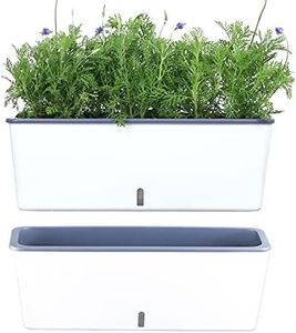 2 Pack Rectangular Planter 17 x 4.5 in Self Watering Planter Window Sill Planters Indoor Rectangle Planter Self Watering Pots Plastic Plant pots with Drainage Holes White Flower Pot Indoor