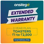 Onsitego 2 Years Extended Warranty for Toasters Up to Rs. 2500 Email Delivery