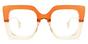 Zeelool Stylish Oversized Thick Square Eyeglasses Frame for Women with Non-prescription Clear Lens Qatar ZOP01892-05 Orange