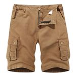 APTRO Men's Cargo Shorts Outdoor Casual Cotton Shorts Dark Khaki 32