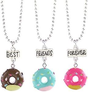 TOYANDONA 3 Pièces Meilleur Ami Colliers Ensemble Donut en Forme Meilleurs Amis pour Toujours Amitié Colliers Bijoux pour Les Filles Enfants
