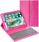 iPad Air / Pro 9.7 Keyboard + Leather Case, Alpatronix KX130 Bluetooth iPad Keyboard Smart Case w/ Wireless Keyboard, Folio Protection & Built-in Stand for iPad Air 1, 2, iPad Pro 9.7-inch - (Pink)