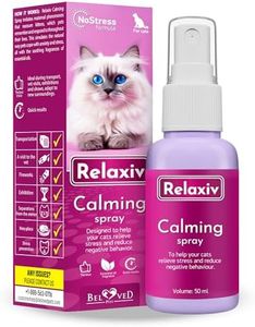 RELAXIVET Calming Pheromone Spray & Scratch Repellent for Cats - Reduces Scratching Furniture, Pee - During Travel, Fireworks, Thunder, Vet Zone - Helps to Relief Stress, Fighting, Hiding
