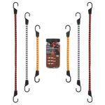 Keeper - Assorted Flat Bungee Cord in Multiple Colors, 6 Pack - 18", 24", and 32”