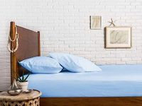 LINEN SHEETS 100% Cotton 78x80 inch King Size 10" Deep Pocket Fitted 300TC Elastic Fitted Bedsheet Set | Daily Use Fitted Bedspread with 2 Pillow Covers-Light Blue Solid
