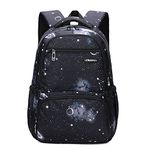 EKUIZAI Lattice Starry Geometric Print Backpack Elementary School Daypack Middle School Students Knapsack Primary Kids Schoolbag, Black Starry Sky, Daypack Backpacks