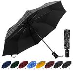 TechRise Umbrella, Compact Strong Windproof Automatic Umbrellas, Folding Lightweight, Portable Travel Golf Umbrella for Rain, One Button Auto Open and Close, Black Plaid