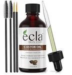 Ecla 100% Pure Castor Oil Organic Cold Pressed - Glass Bottle, 100% Cold-Pressed & Hexane-Free 60mL - Cold Pressed Castor Oil for Face, Organic Castor Oil For Hair, Castor Oil for Eyelashes