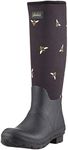 Joules Women's Neoprene Printed Welly Wellington Boots, Black Black Metallic Bees Blkmtlbees, 4 US