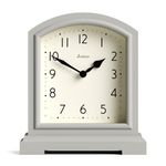 Jones Clocks® Tavern mantel clock | Modern arch top design | Pale grey | Contemporary classic style for desk, table, shelf or bedside