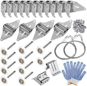 2026 Upgraded Garage Door Hardware Kit - 10 Nylon Rollers, 15 Hinges, 2 Top Brackets, 2 x 118 Wire Ropes | Fits 16'x7' and 18'x7' Height Double By Romalon