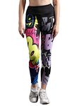 The Dance Bible Women Colorful Printed High Waist Gym Leggings Yoga Tights (Small, Ella)