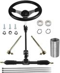 PRO BAT 300mm/11.8'' Steering Wheel Steel Kit 420mm/16.5'' Gear Rack Pinion Adjustable Shaft Set Replacement for Go Kart Go Cart Golf UTV 110cc 125cc 140cc 150cc Buggy