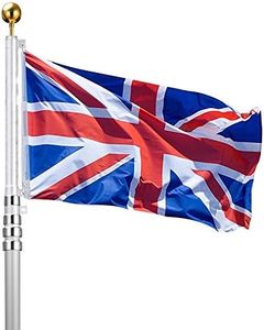 Voilamart 20ft Aluminium Sectional Flagpole Kit for Outdoor Garden Telescopic Flag Pole + UK Flag