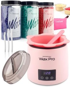 Freshine Pro Digital Wax Pot Kit Waxing Kit Non-stick Pot Warmer Heater 600g Hard Wax Beads Beans Small Wax Warmer Silicone Melting Bowl Paperless Depilatory Pink(600g Bowl Wax Kit)