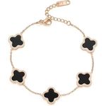 Glamlife Clover Bracelet for Womens | Anti Tarnish Bracelet for Women and Girls | Fancy | Stylish Bracelet | Birthday Gift | Aesthetic Jewellery | Accessories Bracelet for Everyday Wear (Black)