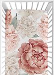 Sweet Jojo Designs Blush Pink Boho Shabby Chic Floral Girl Baby Fitted Crib Sheet Infant Newborn Nursery Toddler Bed Room Standard Mattress Ivory Bohemian Vintage Garden Watercolor Flower Large Rose