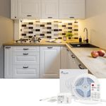 Under Cabinet Light Strips, Megulla 10ft/3m Warm White 3000K High Density 180LED Strip Lights with Remote and 12v ETL-Listed Power Supply for Kitchen Cupboard, Under Counter