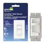 Leviton SureSlide Dimmer Switch for Dimmable LED, Halogen and Incandescent Bulbs, 6674-PDW, White