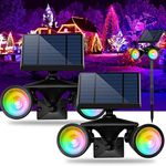 GUYULUX Solar Spotlights Outdoor Waterproof, 7-Color Cycling Landscape Light Dusk to Dawn, Stake Solar Lights Stay On All Night, Solar Uplights for Yard/Patio/Outside Decor/Halloween/Christmas, 2-Pack