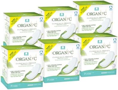 Organyc New Version 100% Certified Organic Cotton Inside and Out Overnight Feminine Pads, Heaviest Flow, Super Absorbency 2.0, 7 Count (6 Pack)