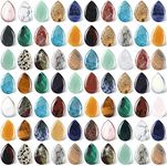 70 Pieces Teardrop Crystal Bulk Worry Stones for Anxiety 0.9 Inch Waterdrop Gemstone Thumb Healing Pocket Witch Stones Teardrop Pendants Bulk Stones Decor for Witchcraft Supplies DIY Meditation