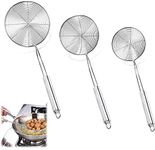 LYTIVAGEN 3 PCS Spider Strainer Skimmer with Handle Strainer Ladle Stainless Steel Wire Skimmer Spoon for Kitchen Frying Food, Pasta, Spaghetti, Noodle (3 Sizes)