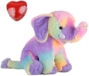 Splodge Teddy Parties Rainbow Elephant Plush Soft Toy with 60 second Voice Recorder - 16"/40cm - Record a message and send in a bear - Baby heartbeat bear
