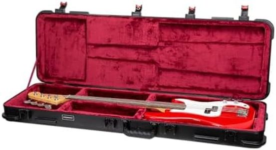 Crossrock ABS Bass Guitar Flight Case for Fender Jazz & Precision | Black Matte Finish, Burgundy Velvet Interior, TSA Lock – Premium Molded Series
