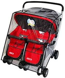 Universal Stroller Raincover Twins Strollers Double Side by Side Baby Stroller Transparent PVC rain Cover for Pushchair Pram Buggy Rainproof Windproof Rain Cover with Canopy and Zipper Door
