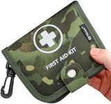 Small First Aid Kit, 100 Pieces Water-Resistant Well Organzied Pouch with Rotatable Buckle - Ideal for Outdoor, Travel, Biking, Camping, Hiking, Car (Green Camo)