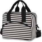 MARINE PEARL Insulated Lunch Bag Tote, Reusable Cooler Container Organizer, Black White Stripe