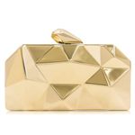 Milisente Women's Metal Clutch Bag Shoulder Evening Bag for Wedding Party Small(Gold)