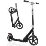 BELEEV 2 Wheel Scooter for Kids Ages 10+, Folding Scooters for Adults Teens, Kick Scooter with Carry Strap, 200mm Big Wheels Scooter with Front Suspension, 4 Adjustable Handlebar,up to 100Kg(Black)